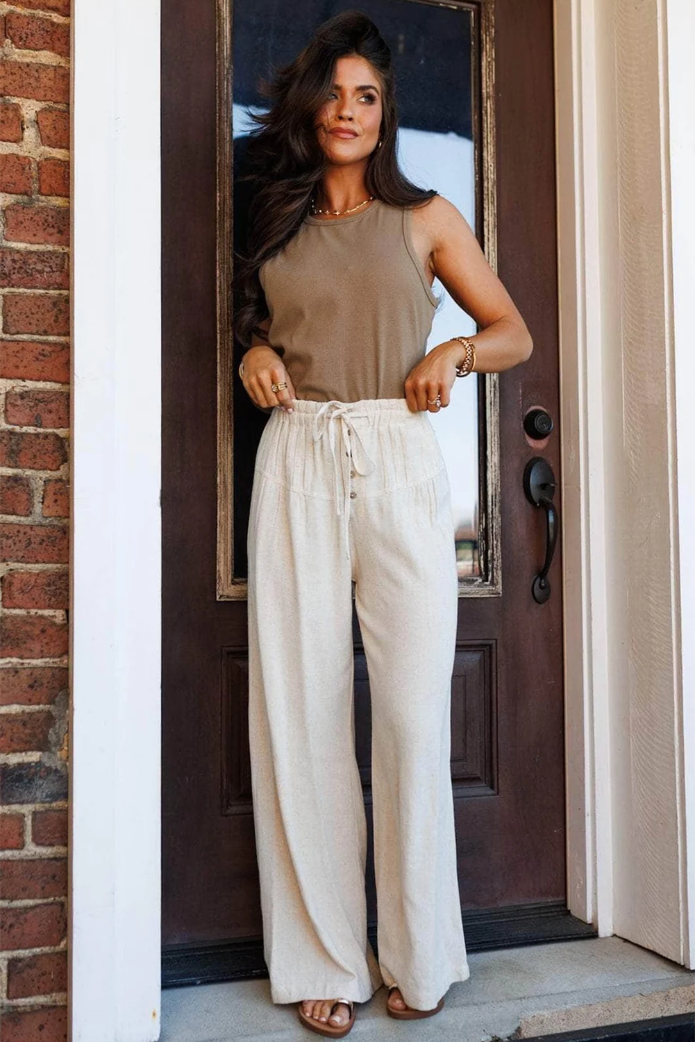 Wide Leg Drawstring Trousers