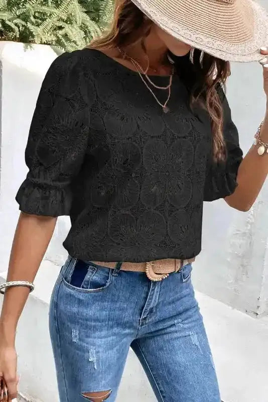 The Black Flower Blouse