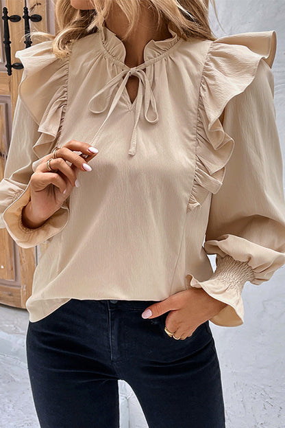 Ruffle Detail Blouse | Smocked Cuffs