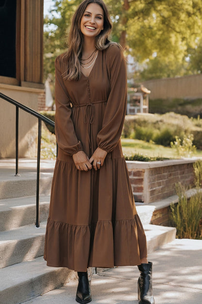 Tiered Long Sleeve Maxi Dress