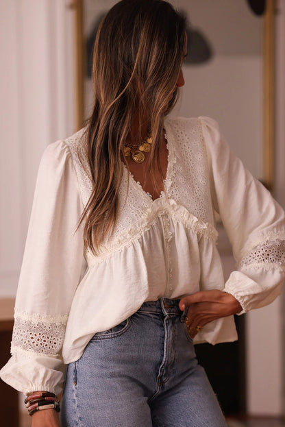 Lace Floral Detail Blouse