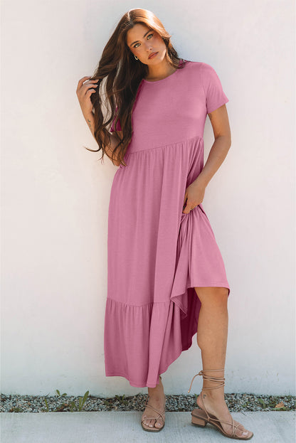 Short Sleeve Tiered Maxi Dress