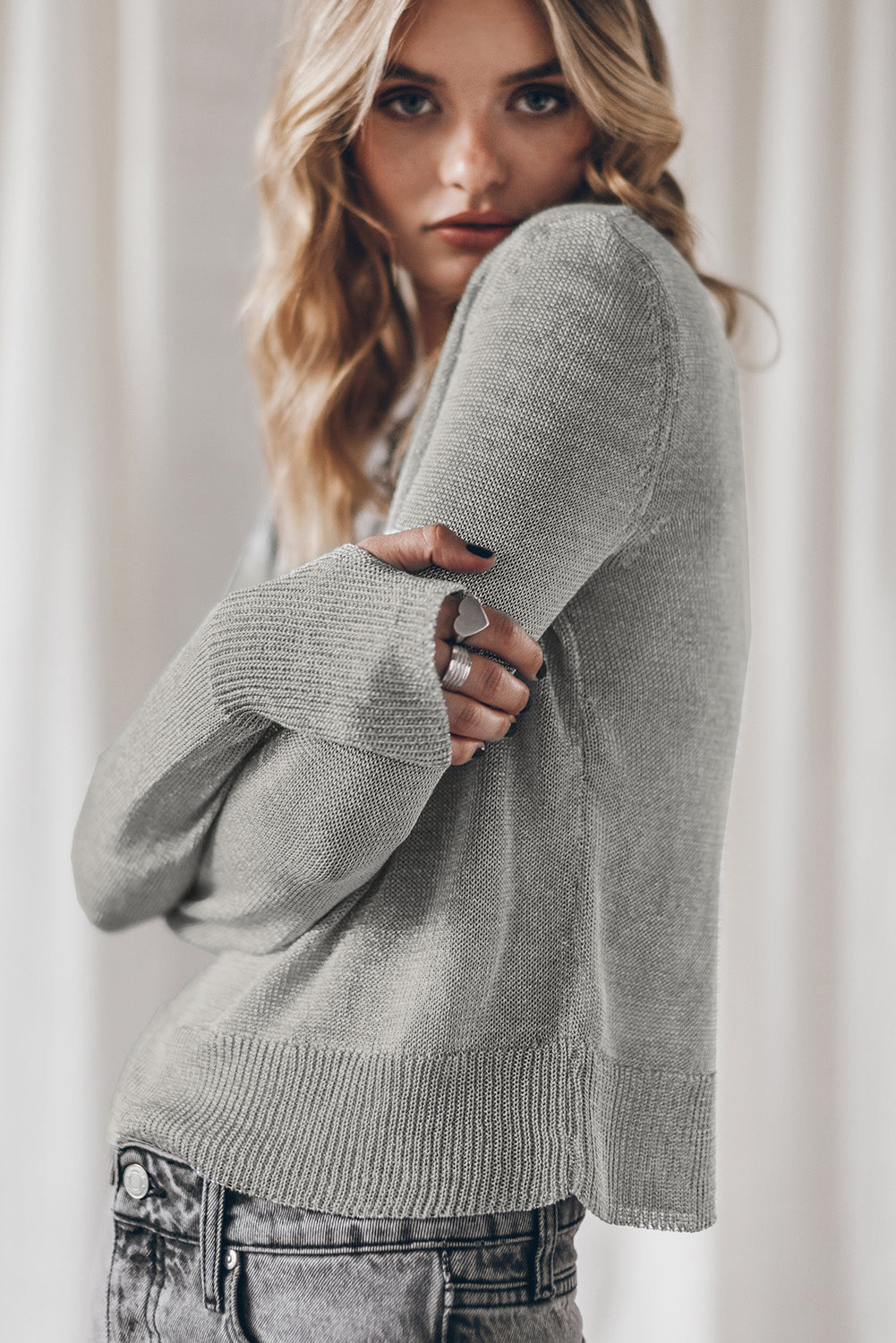 Thumbhole Sleeve Sweater
