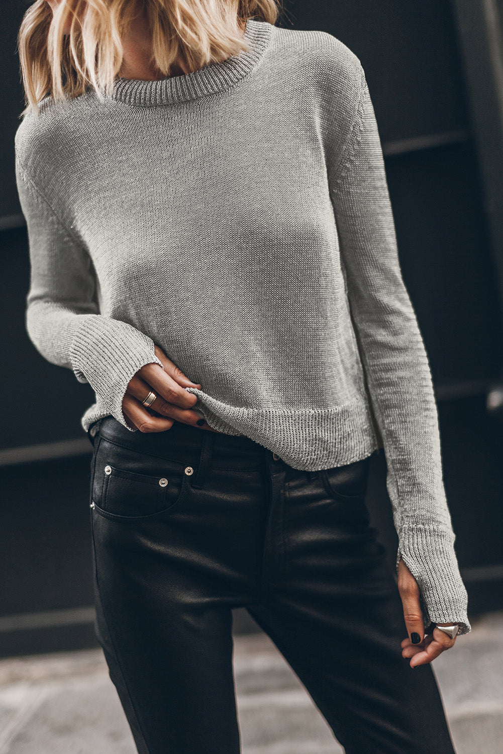 Thumbhole Sleeve Sweater