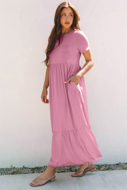 Short Sleeve Tiered Maxi Dress