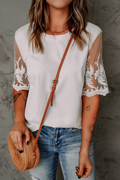 Floral Lace Sleeve Top