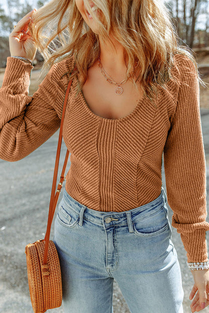 Camel Textured Knit Top