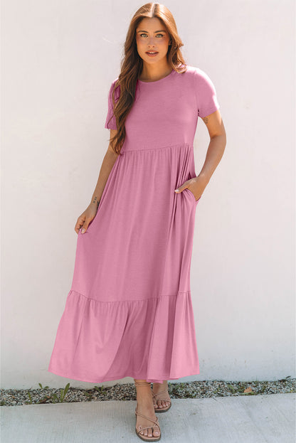 Short Sleeve Tiered Maxi Dress