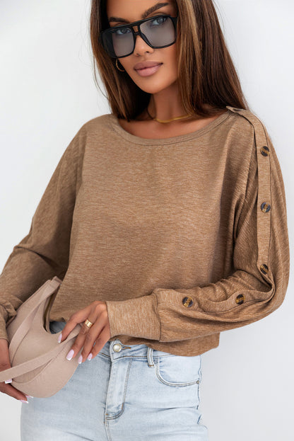 Camel Button Detail Top