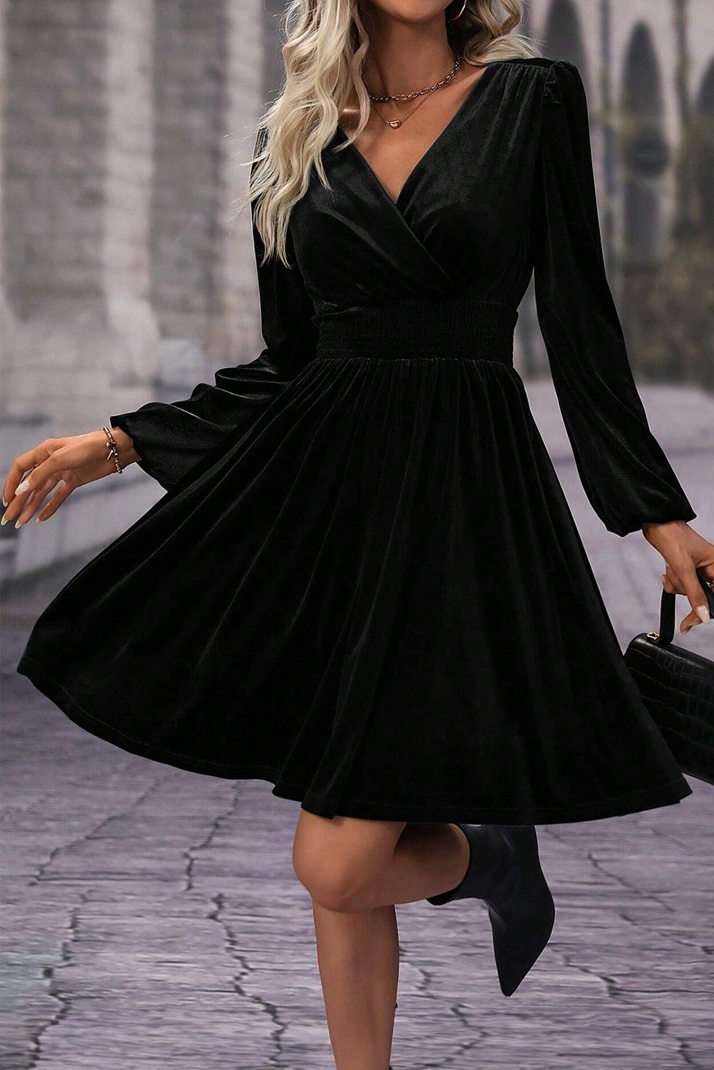 Surplice Velvet Dress