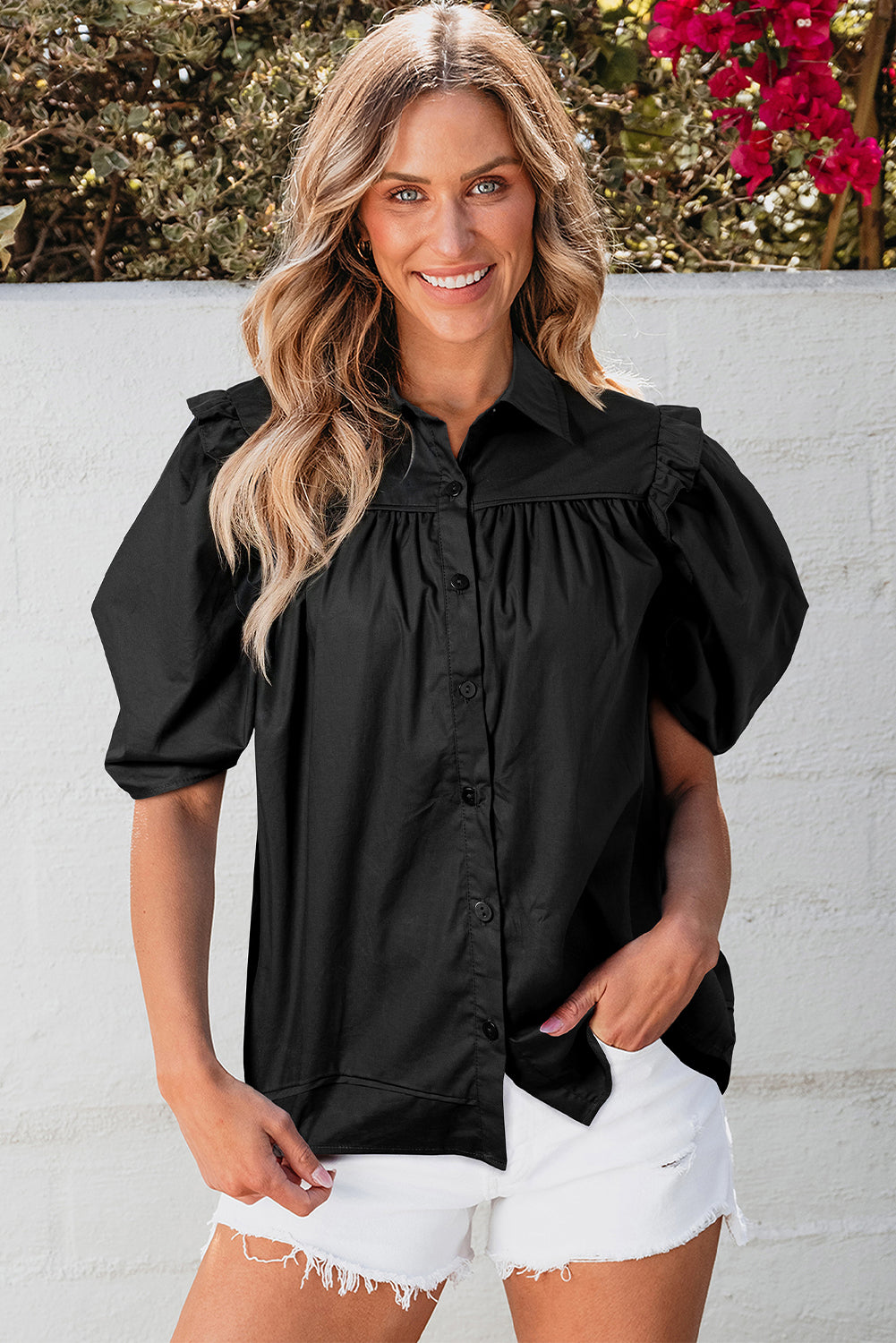 Short Sleeve Puff Blouse