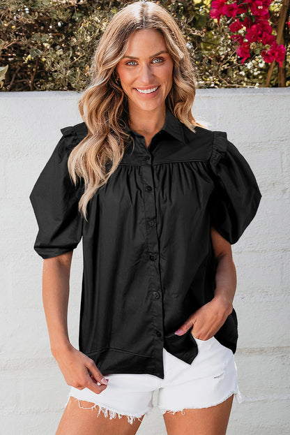 Short Sleeve Puff Blouse