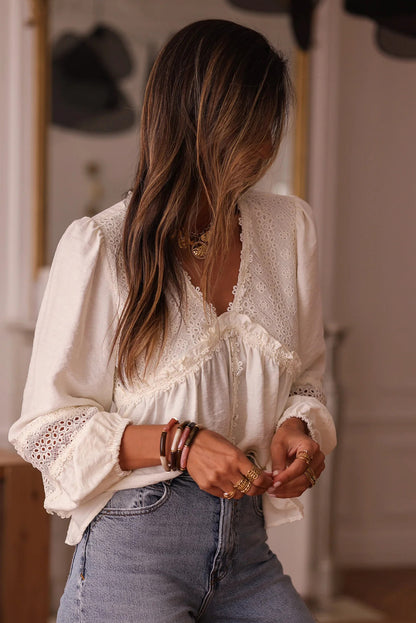Lace Floral Detail Blouse