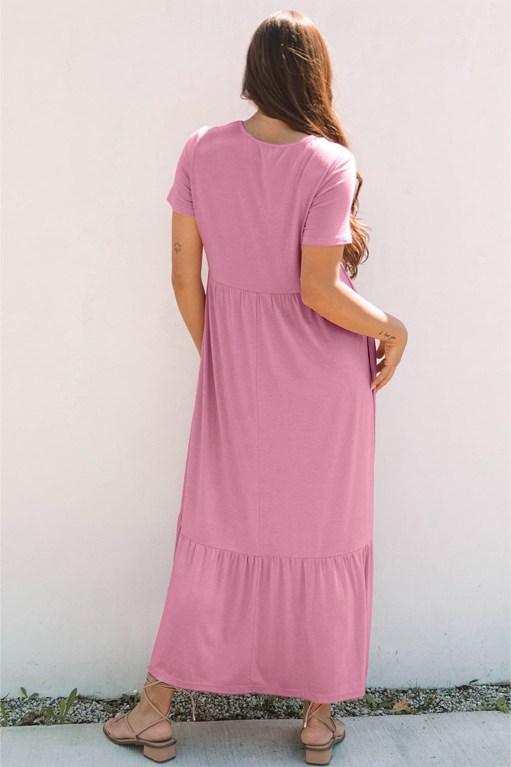 Short Sleeve Tiered Maxi Dress