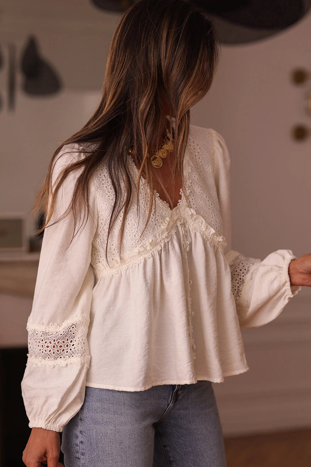 Lace Floral Detail Blouse