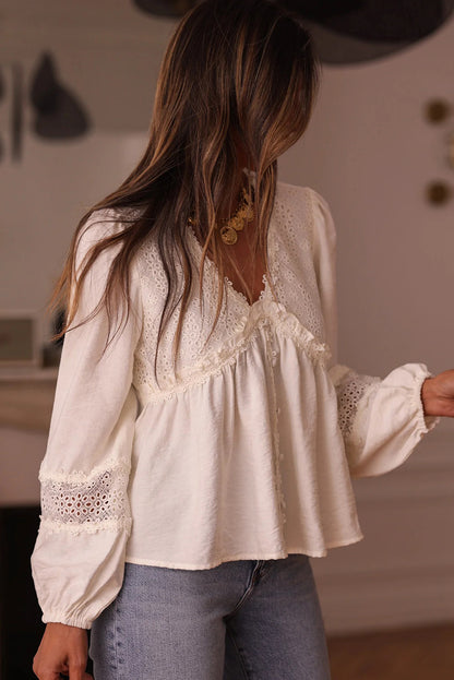 Lace Floral Detail Blouse