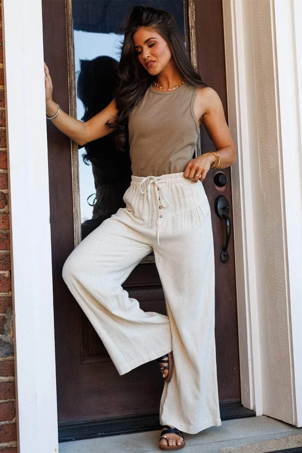 Wide Leg Drawstring Trousers
