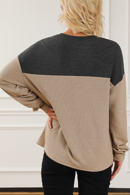 Colour Block Sweater | Notched Neck