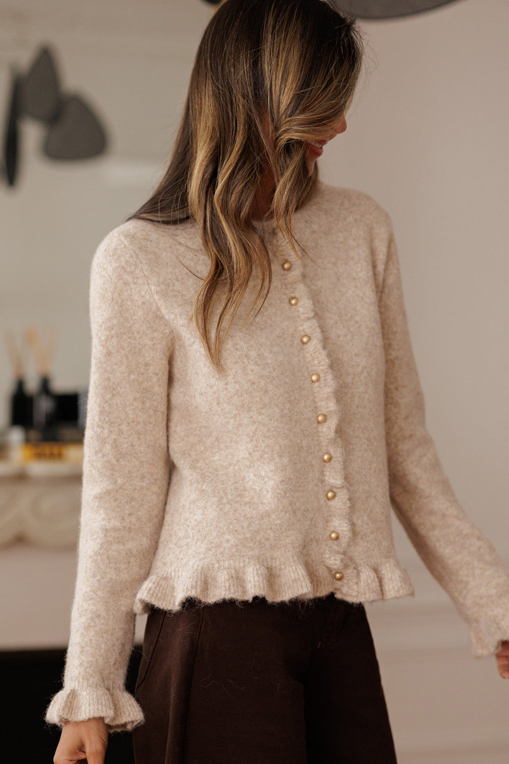 Ruffle Trim Cardigan