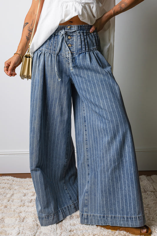 Striped Wide Leg Jeans