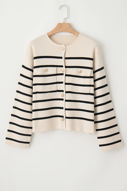 Striped Cardigan | Button Detailing