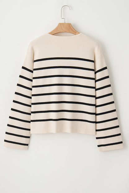 Striped Cardigan | Button Detailing