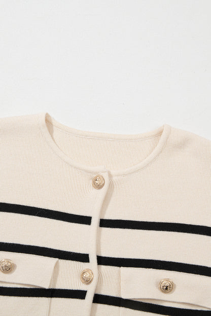 Striped Cardigan | Button Detailing
