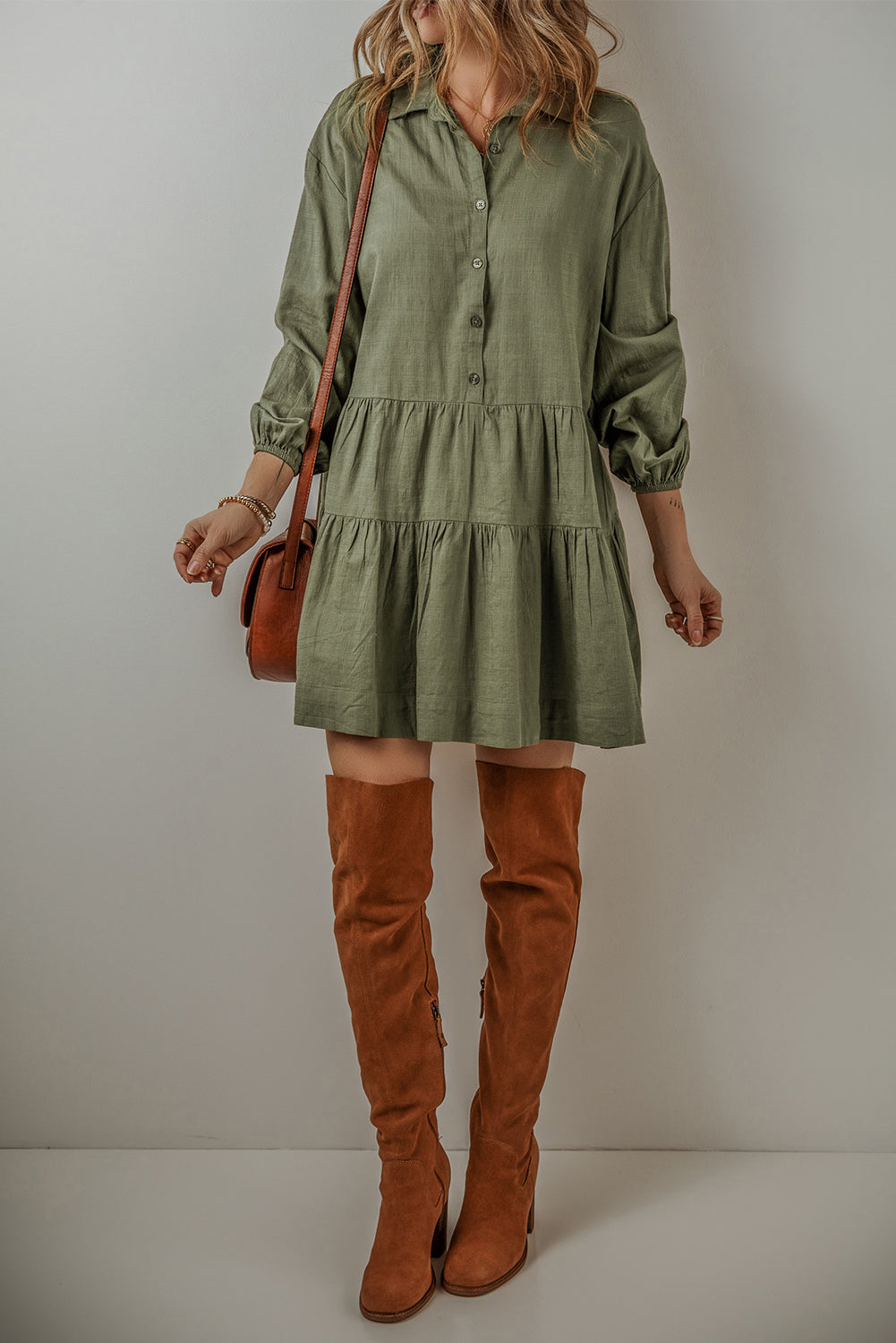 Tiered Shirt Dress