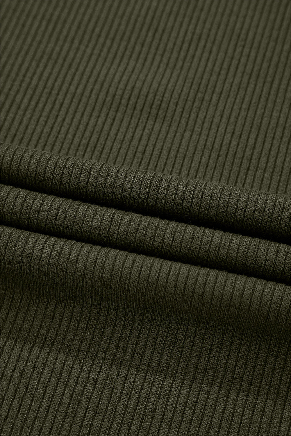 Olive Ribbed Wrap Dress | Side Slit