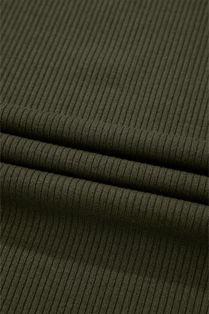 Olive Ribbed Wrap Dress | Side Slit