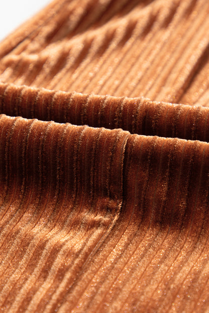 Camel Corduroy Flared Trousers