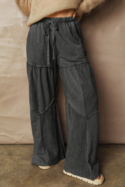 Charcoal Wide Leg Trousers | Patchwork