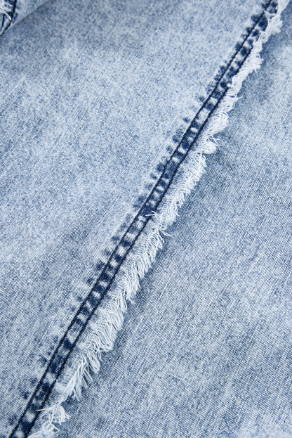 Denim Wide Leg Jumpsuit | Exposed Seam Detailing