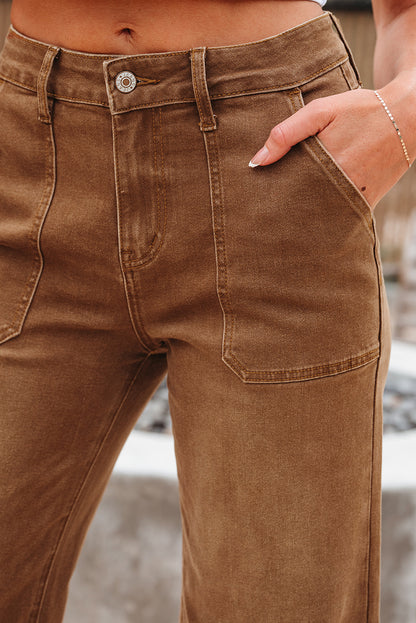 Camel Cropped Wide Leg Jeans