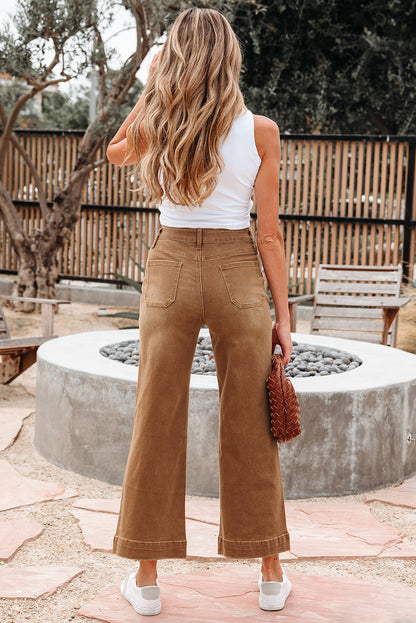 Camel Cropped Wide Leg Jeans