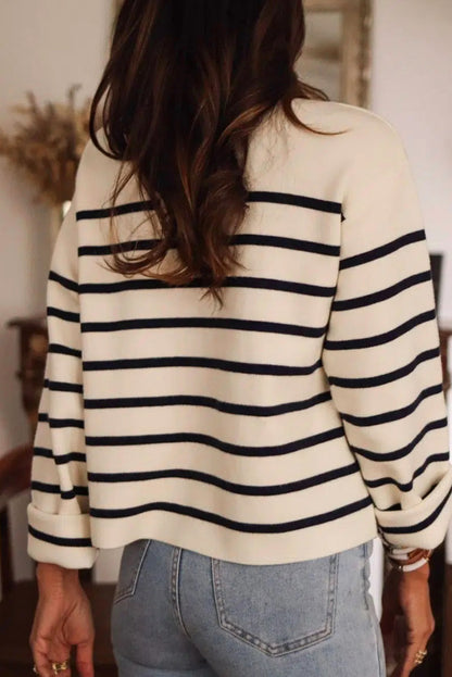 Striped Cardigan | Button Detailing