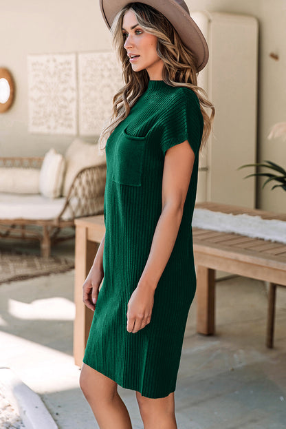 Ribbed Knit Dress | Patch Pocket