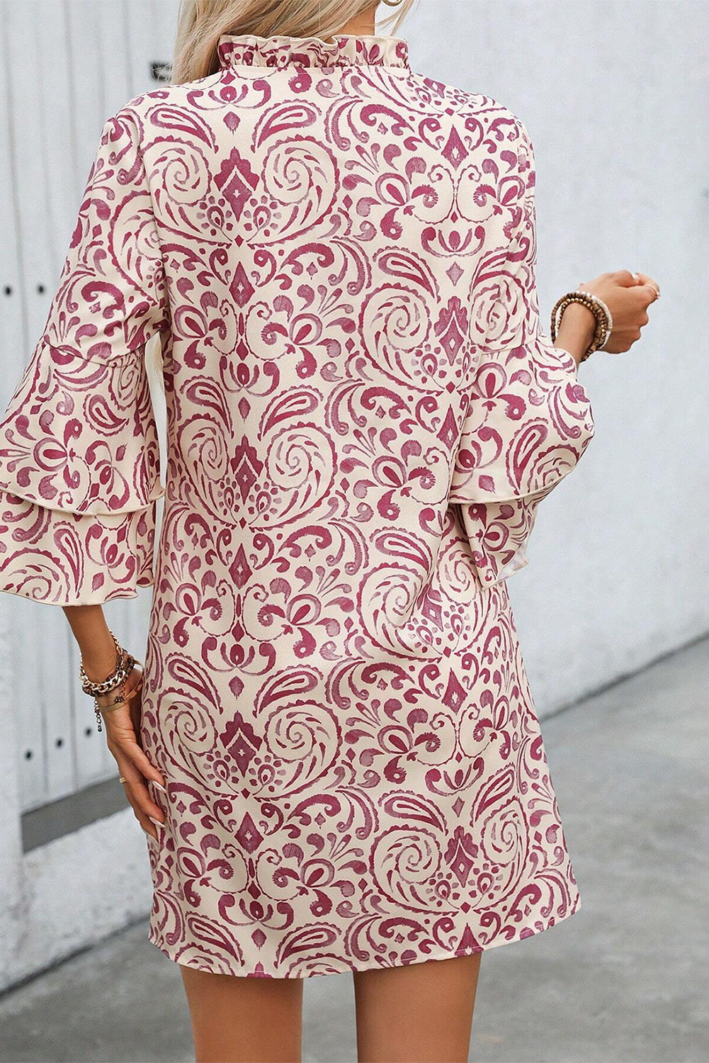 Paisley Print Dress | Ruffle Sleeves