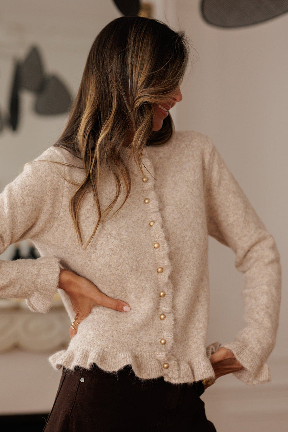 Ruffle Trim Cardigan