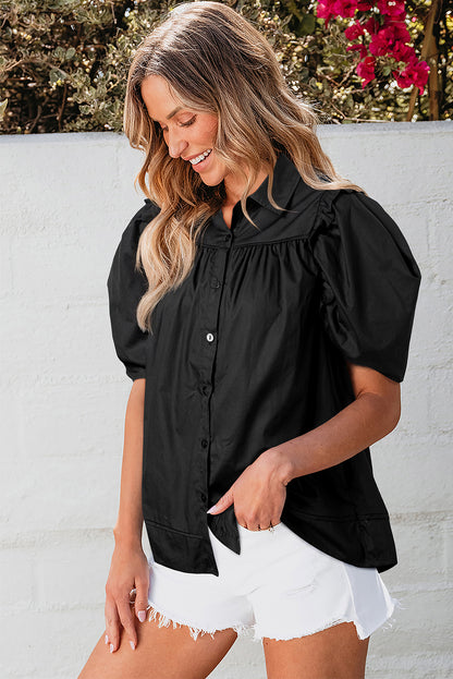 Short Sleeve Puff Blouse