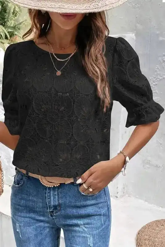 The Black Flower Blouse