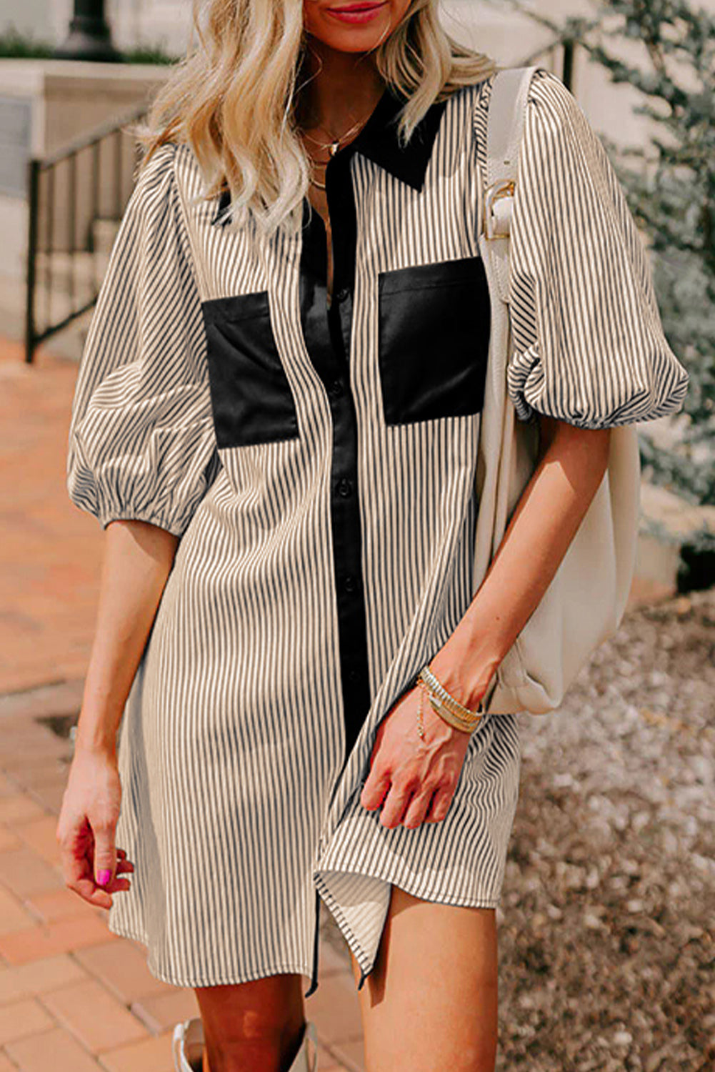 Striped Shirt Dress | Contrast Detail