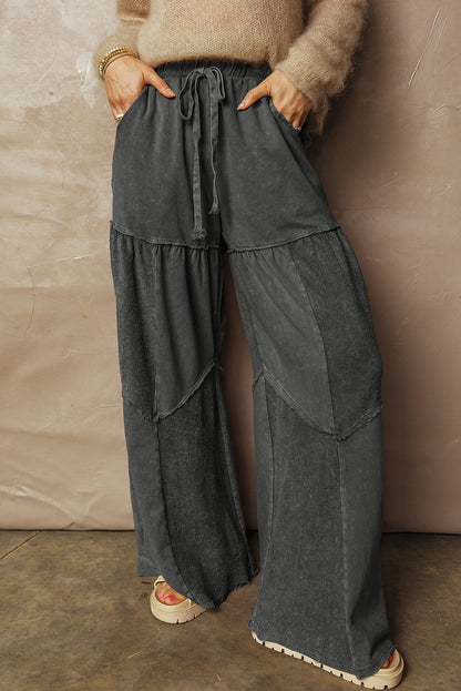 Charcoal Wide Leg Trousers | Patchwork