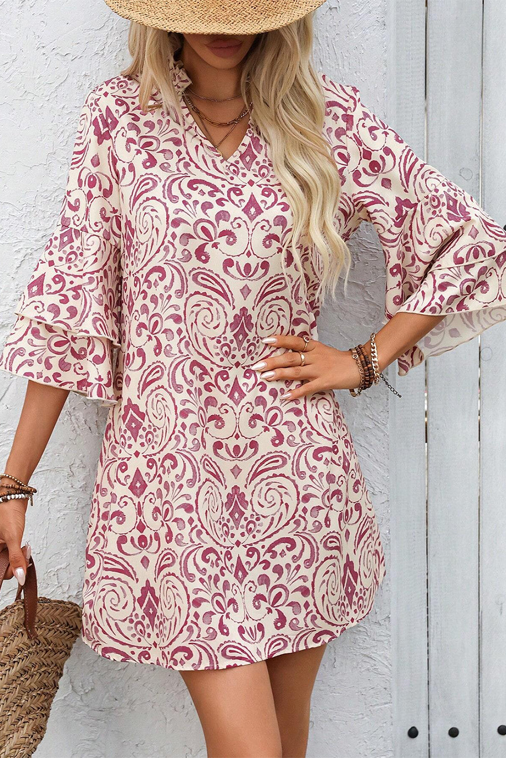 Paisley Print Dress | Ruffle Sleeves