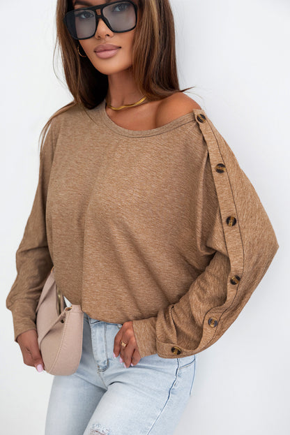 Camel Button Detail Top
