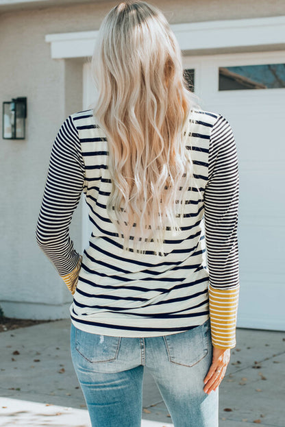 Striped Button Detail Top