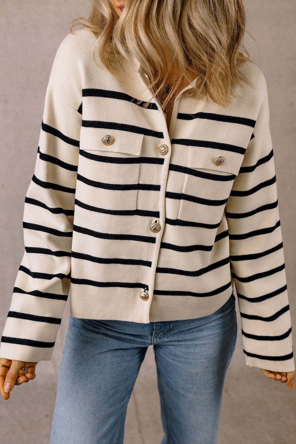 Striped Cardigan | Button Detailing