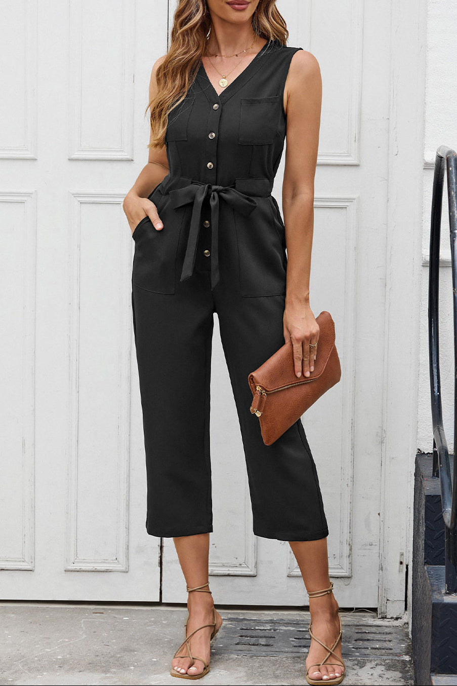 Button Front Jumpsuit